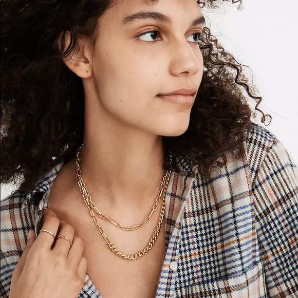 Madewell NWT Shiny Mixed Chain Choker Necklace - Picture 2 of 8